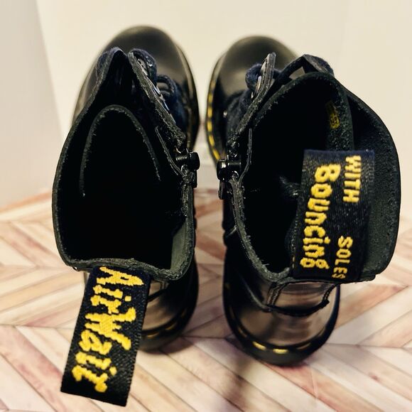 Dr Martens Jadon Platform Boots Polished Smooth Black Leather M 5 W 6 Combat Zip - Picture 4 of 8